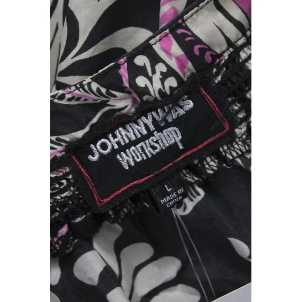 Johnny Was Workshop Womens Silk Black Shift Dress 3/4 Sleeve Tie Size L